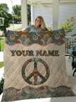 Love Hippie Personalize Custom Name Quilt