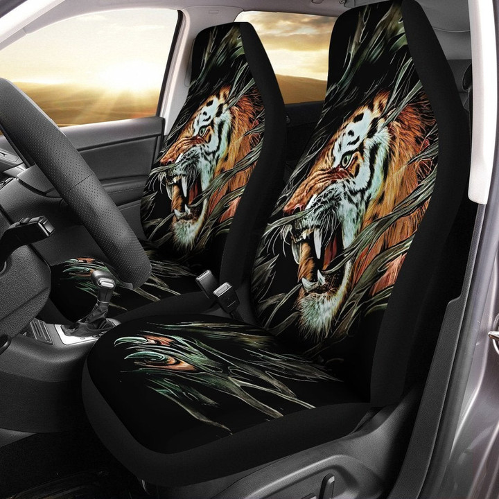 Brown Tiger Car Seat Cover | Universal Fit Car Seat Protector | Easy Install | Polyester Microfiber Fabric | CSC1740
