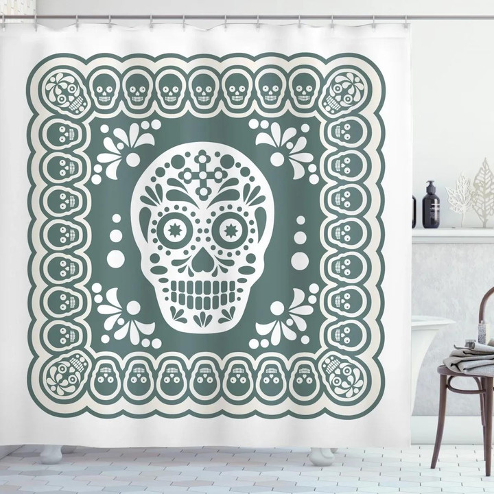Mexicans Sugar Skull Design Printed Shower Curtain Home Decor