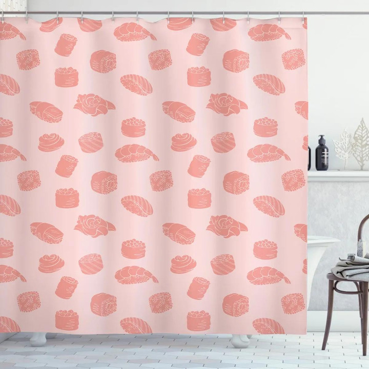 Cuisine Delicious Wrap Pattern Printed Shower Curtain Bathroom Decor