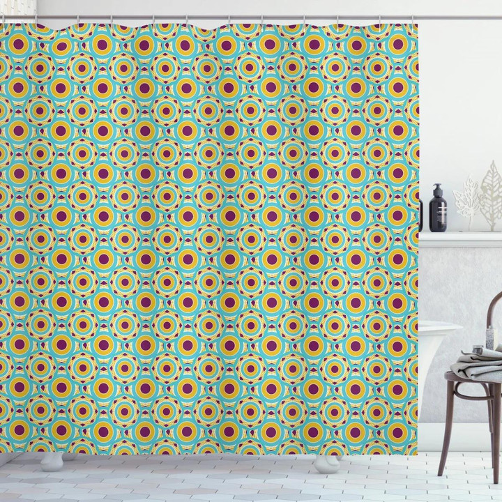 Geometric Modern Rounds Pattern Printed Shower Curtain Bathroom Decor