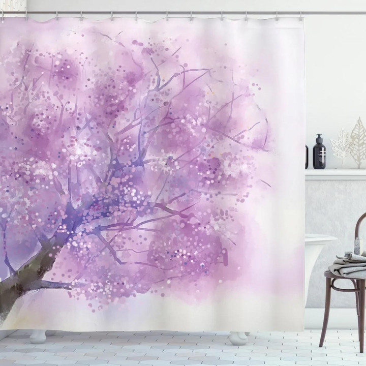 Sakura Tree Springtime Design Printed Shower Curtain Home Decor