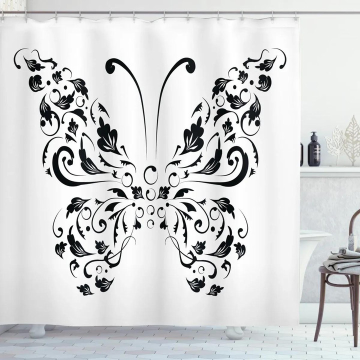 Swril Floral Blossom Design Printed Shower Curtain Home Decor
