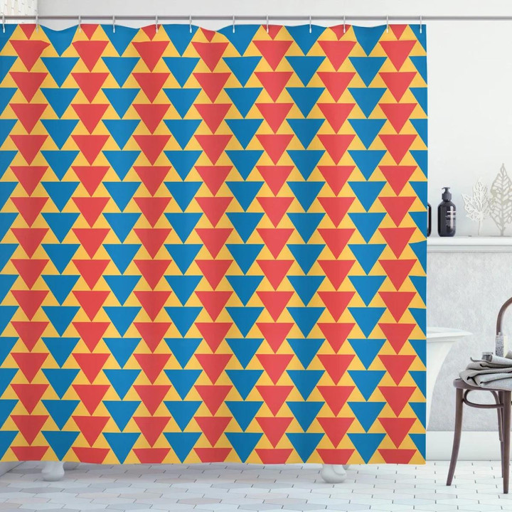 Vertical Triangles Design Printed Shower Curtain Home Decor