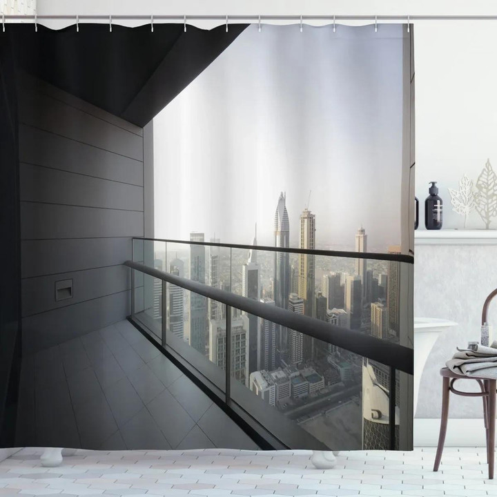 Dubai Cityscape Design Printed Shower Curtain Home Decor