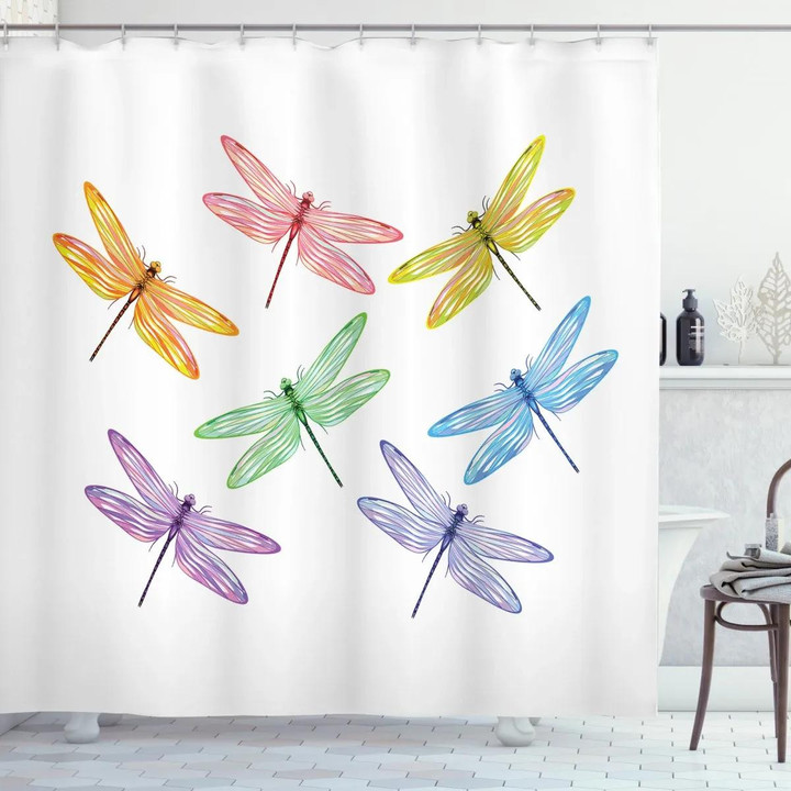 Fantasy Bugs Pattern Design Printed Shower Curtain Home Decor