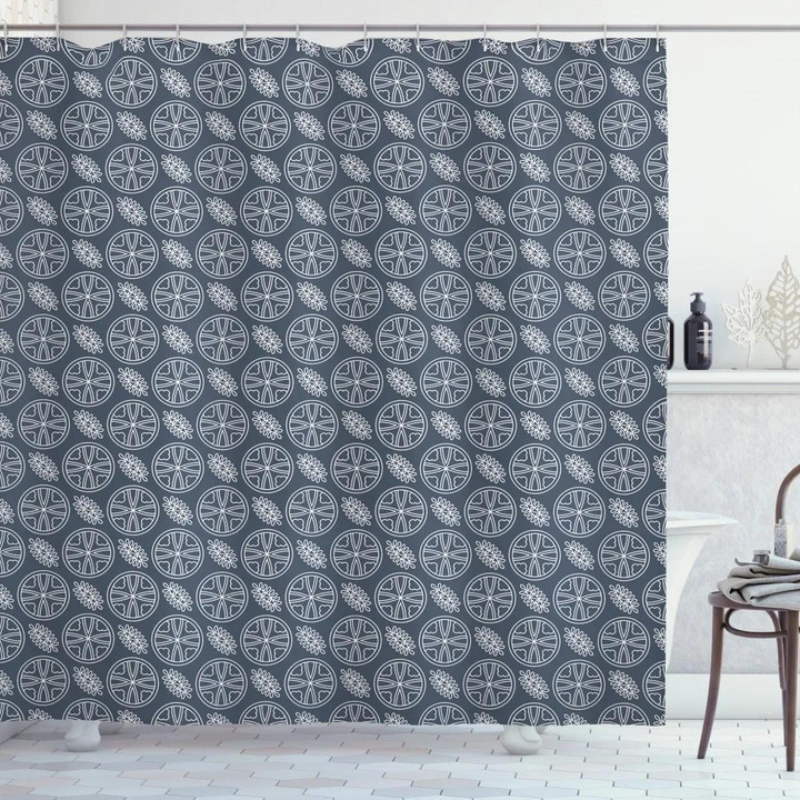 Japanese Ornate Abstract Design Printed Shower Curtain Home Decor