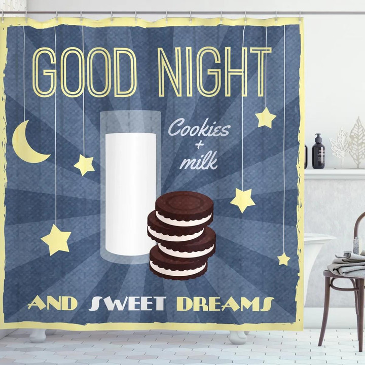 Biscuits And Milk Printed Shower Curtain Bathroom Decor
