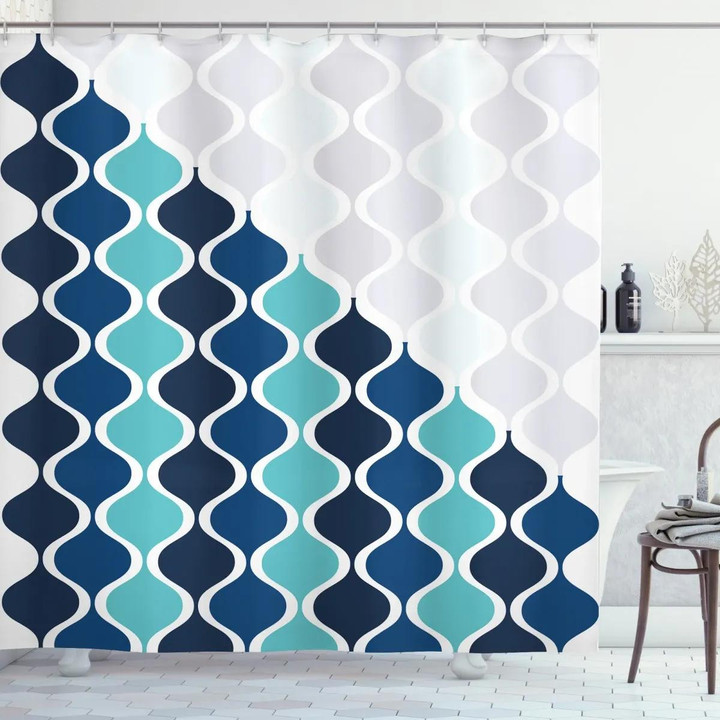 Wavy Stripes Spirals Design Printed Shower Curtain Home Decor