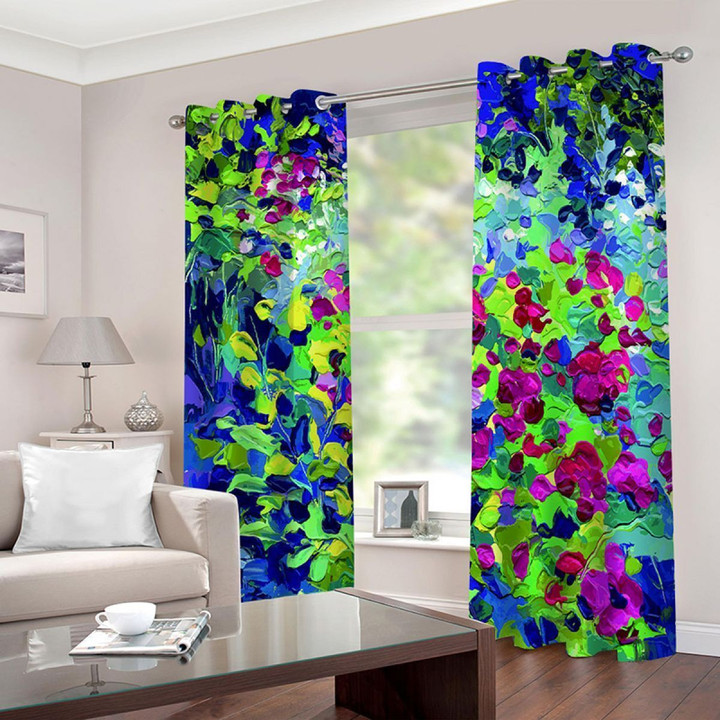 Oil Painting Of Plants Printed Window Curtain Home Decor