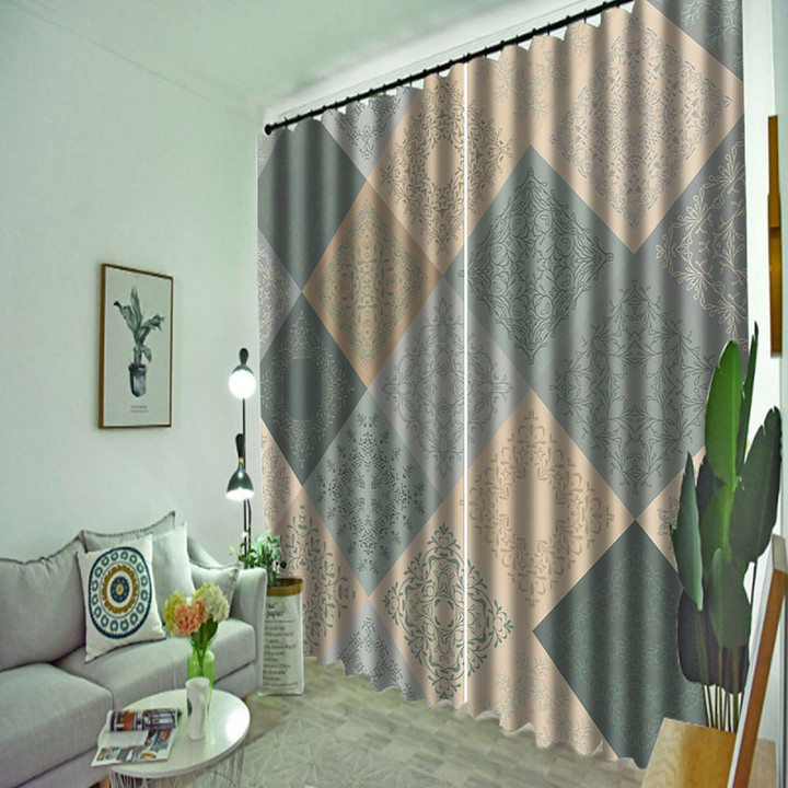 Modern 3D Rhombus Pattern Printed Window Curtain Home Decor