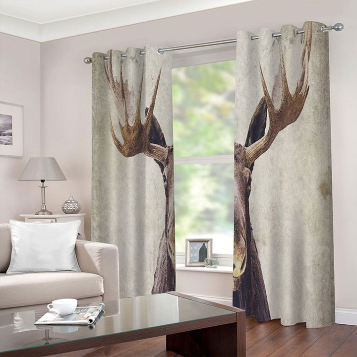 3D Donkey With Antler Printed Window Curtain Home Decor