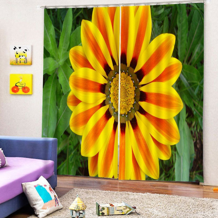 Giant Sunflower Grass Printed Window Curtain Home Decor