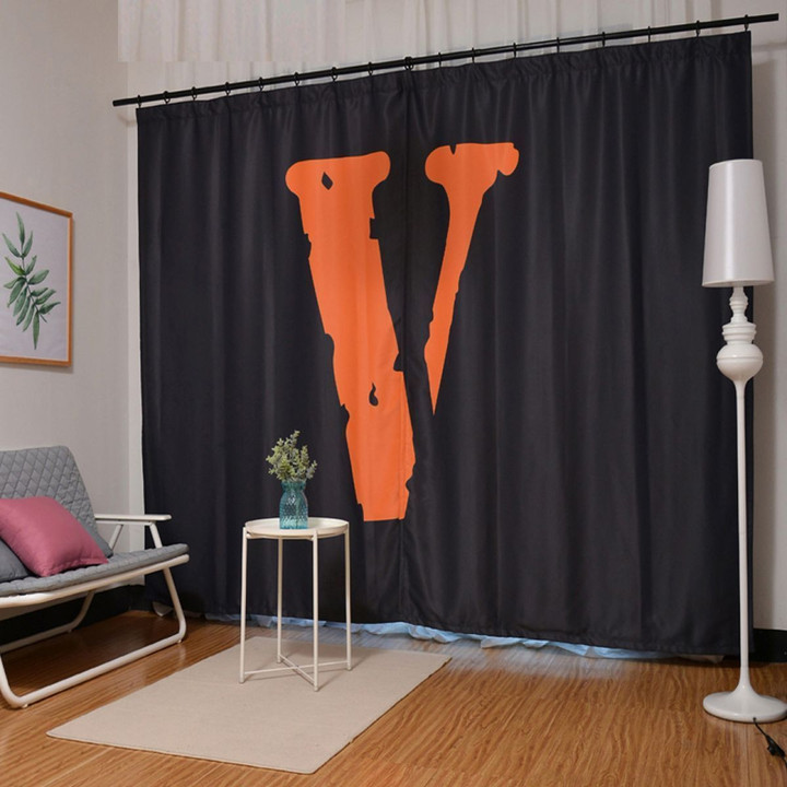 Modern 3D Letter V Printed Window Curtain Home Decor