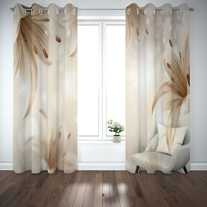 The Beauty Of Lily Flower Printed Window Curtain Home Decor