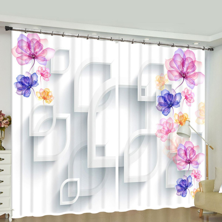 Decorative Floral And Geometric Printed Window Curtain Home Decor