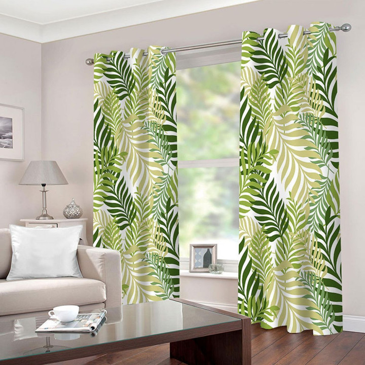 Green Leaves Background Printed Window Curtain Home Decor