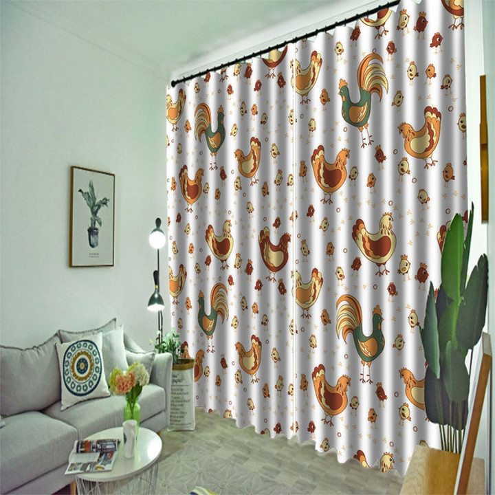 Chicken And Chick Pattern Printed Window Curtain Home Decor