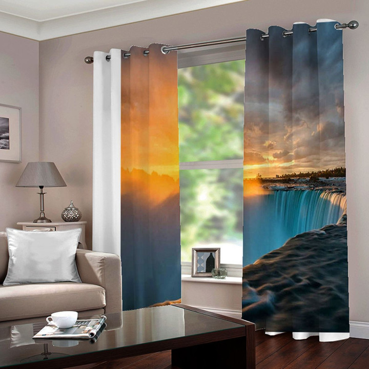 3D Cascade View Printed Window Curtain Home Decor