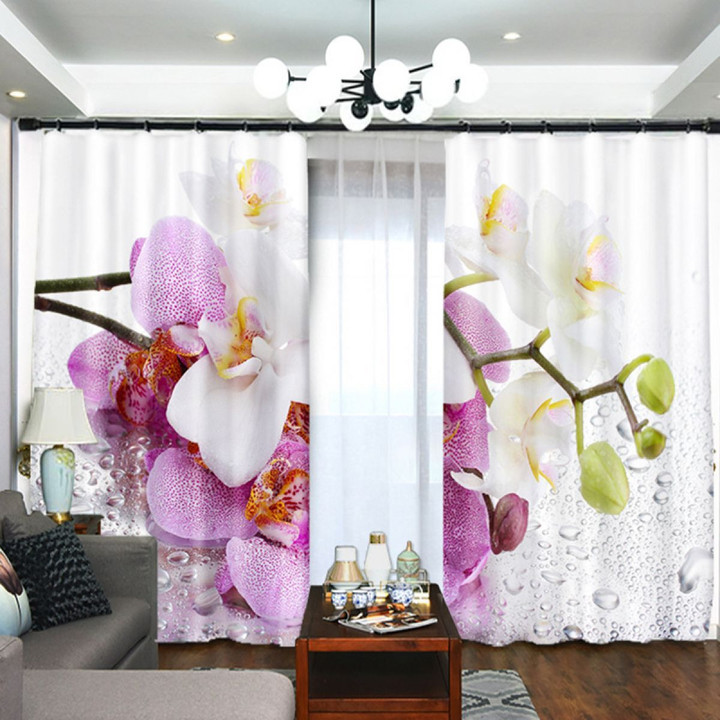 Butterfly Orchids Printed Window Curtain Home Decor