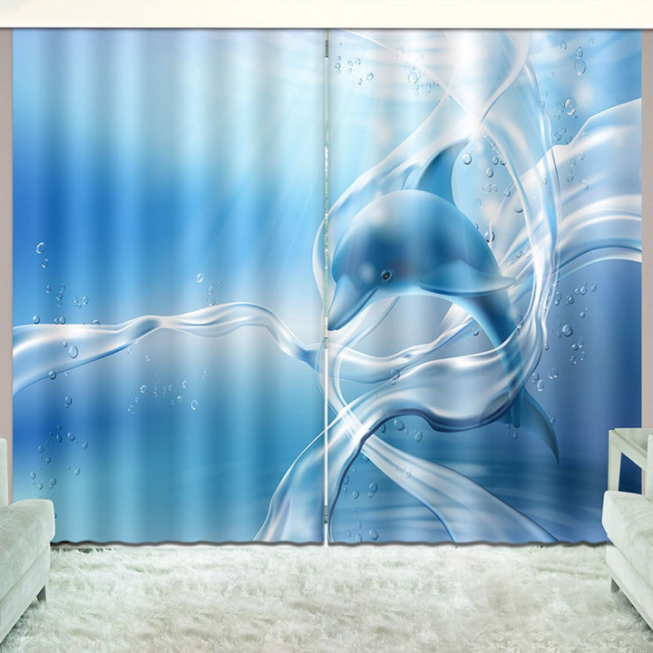 Silk Path Dolphin Printed Window Curtain Home Decor