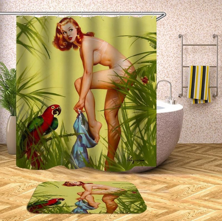 Snaked Girl Shower Curtain Set 3D Printed For Bathroom Home Decor