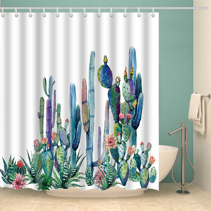 Clear And Nature Saguaro Cactus 3D Printed Shower Curtain Gift Home Decor