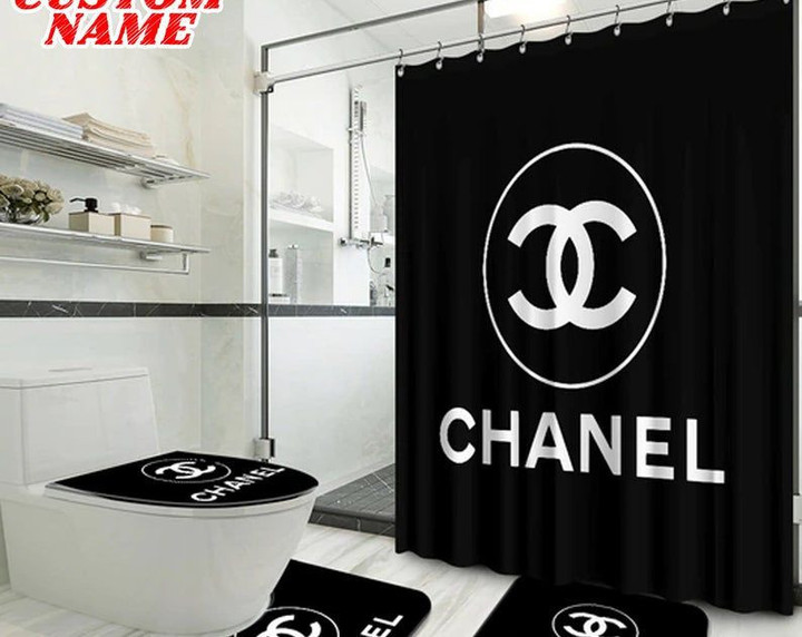 Chanel Type 7 Shower Curtain Waterproof Luxury Bathroom Mat Set Luxury Brand Shower Curtain Luxury Window Curtains