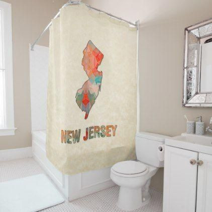 Mosaic Parchment Map New Jersey 3D Printed Shower Curtain
