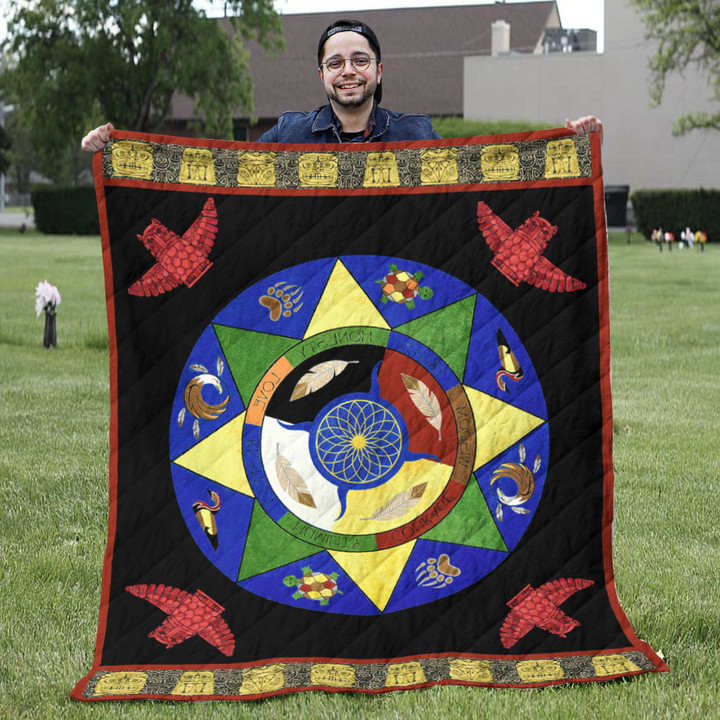 Native American Blankets - The Teaching Seven Grandfather Quilt Blanket - Owl Gifts For Owl Lovers