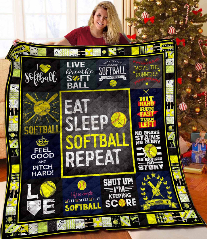 Softball Quilt Blanket Bbb061144Ht