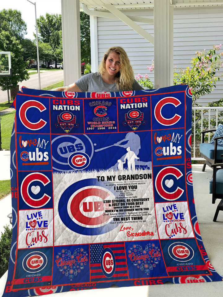  Chicago Cubs - To My Grandson - Love Grandmom Quilt