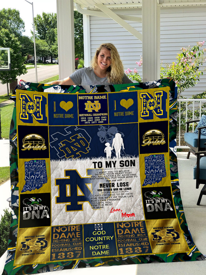  Notre Dame Fighting Irish - To My Son - Love Mom Quilt