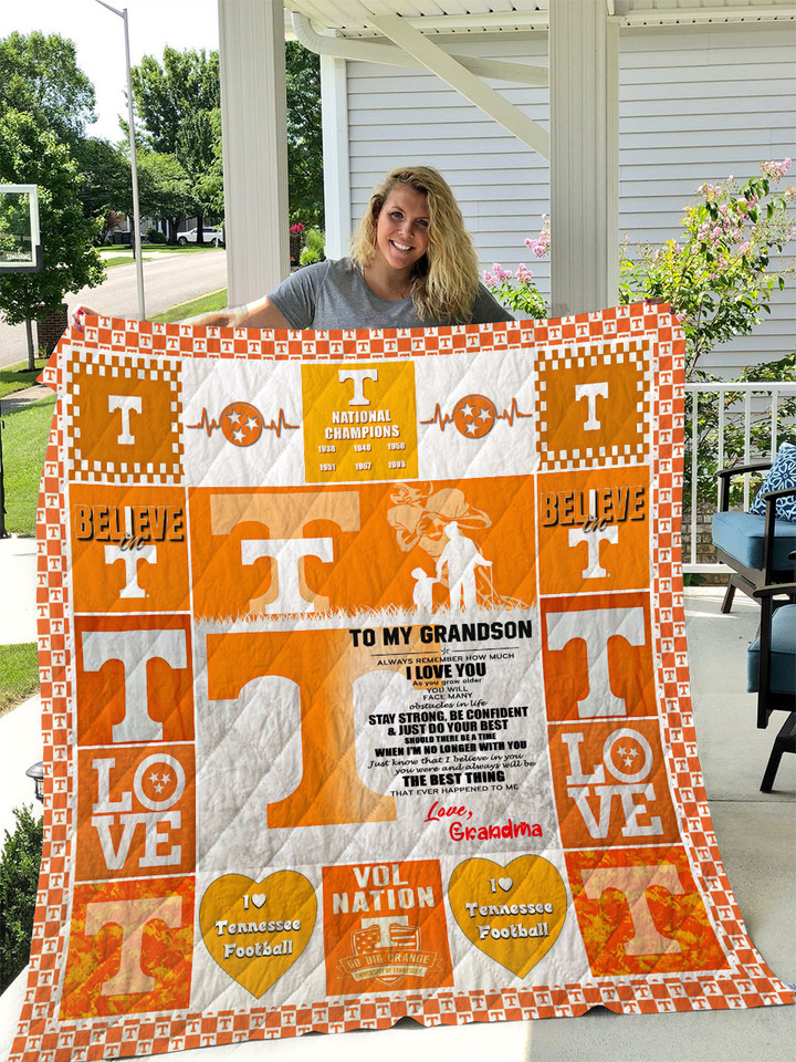  Tennessee Volunteers - To My Grandson - Love Grandmom Quilt