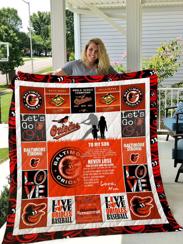 Baltimore Orioles - To My Son - Love Mom Quilt