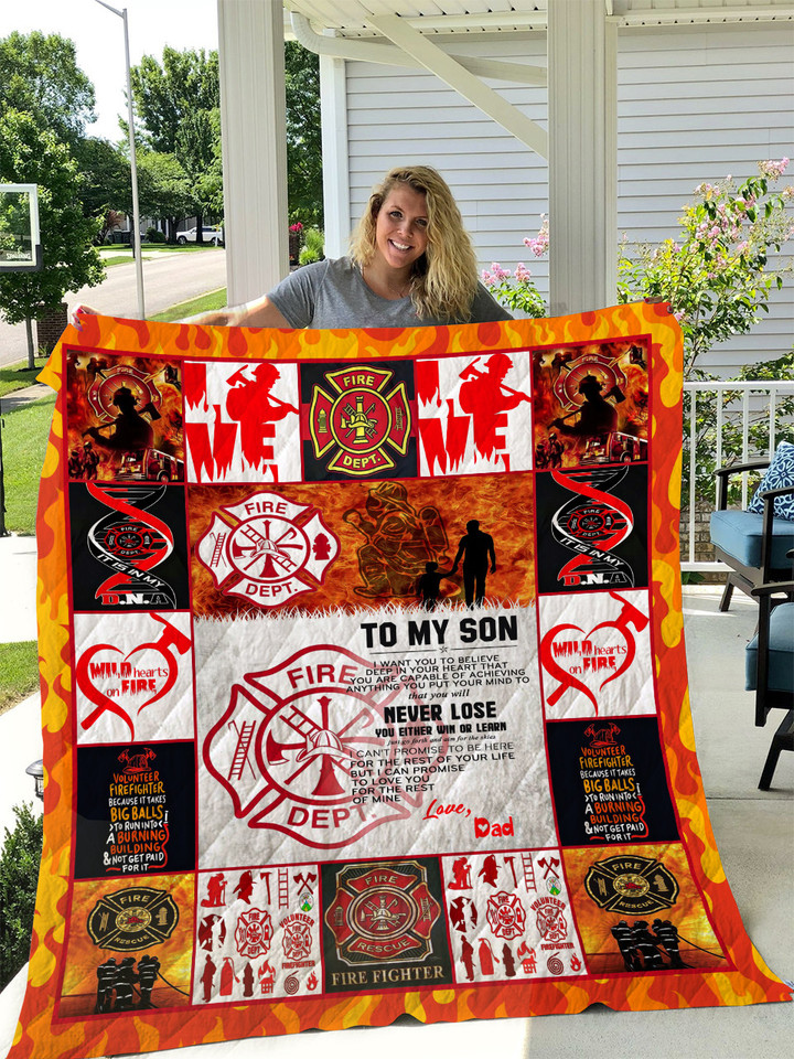  Firefighter - To My Son - Love Dad Quilt