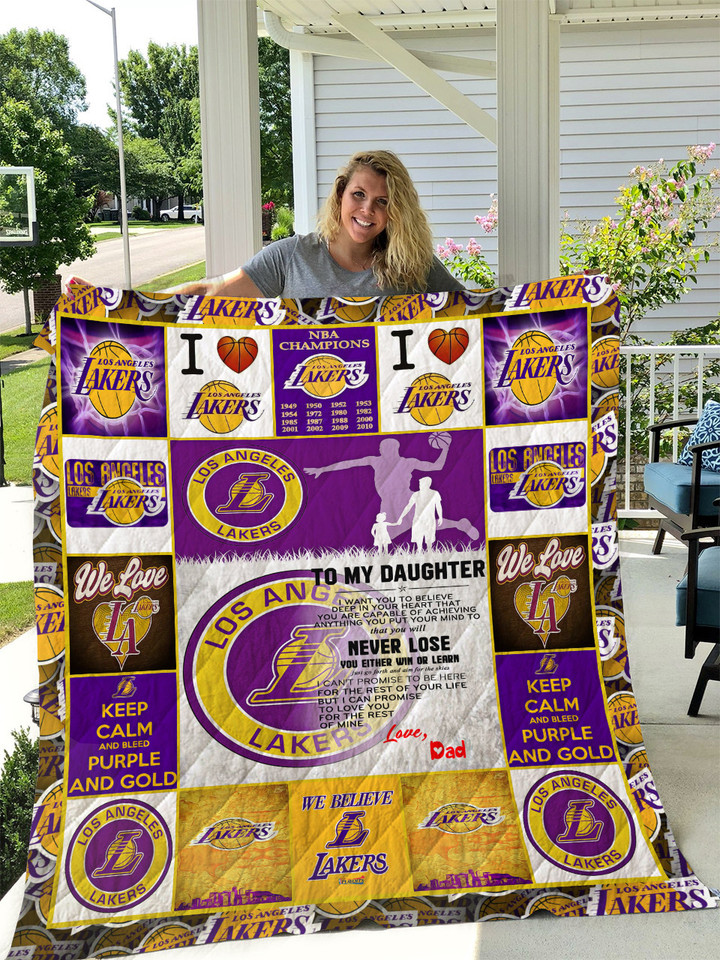  Los Angeles Lakers - To My Daughter - Love Dad Quilt