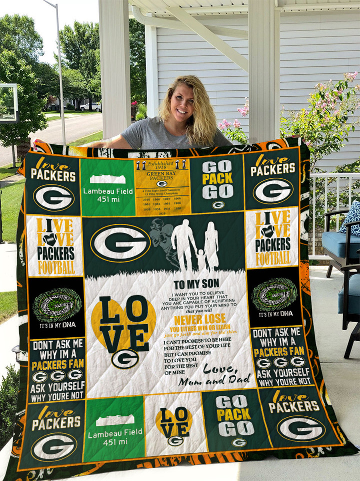  Green Bay Packers - To My Son - Love Mom And Dad Quilt