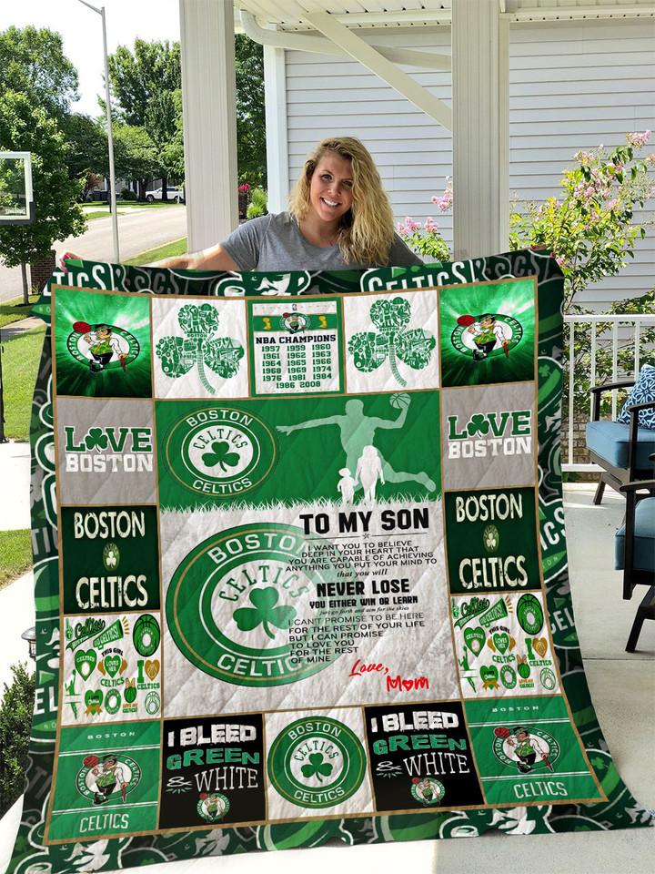  Boston Celtics - To My Son - Love Mom Quilt