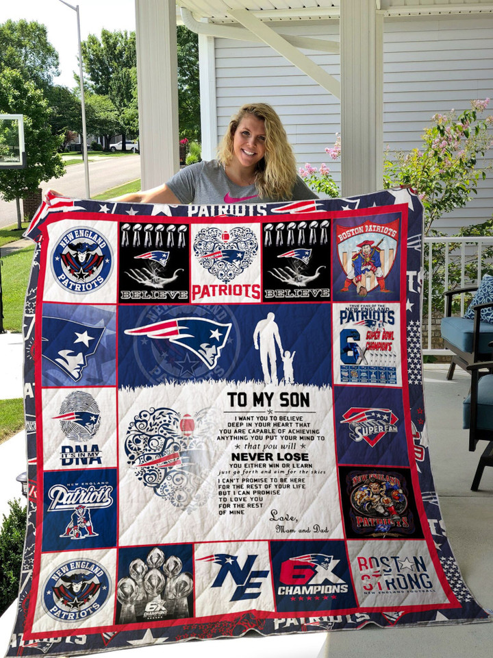 New England Patriots Love Mom Dad Custom Quilt