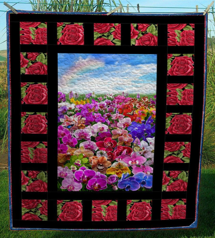 Red Rose Flower Quilt Cuffo