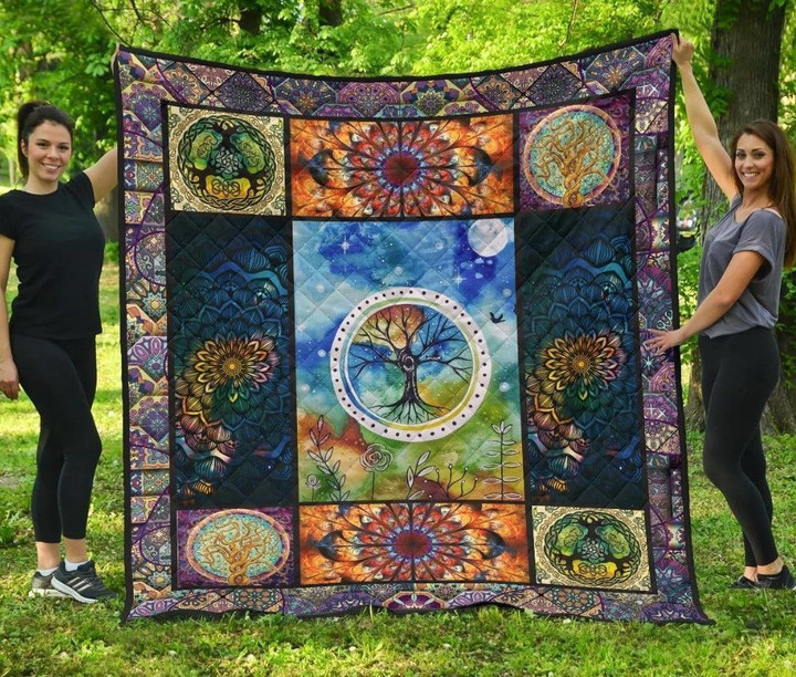 Colorful Fractal Mandala Quilt Cuamv