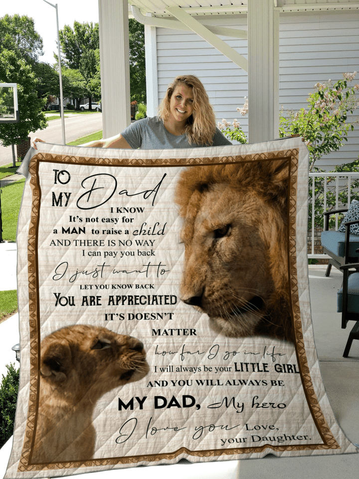 Fleece Lion To My Dad My Hero Quilt