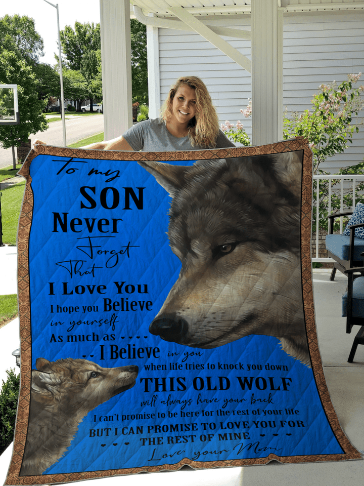 Wolf Gift From Mom To Son Never Forget That I Love You Royal Quilt