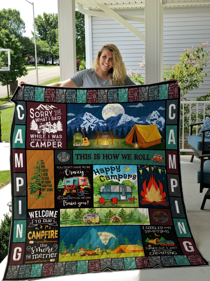 Fleece Gift For Camping Lovers This Is How We Roll Happy Camper Quilt