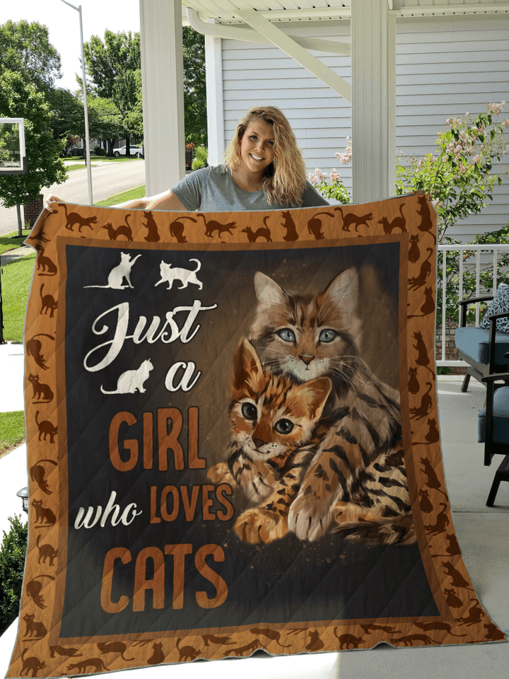 Cat Lover Gift Just A Girl Who Love Cats Quilt