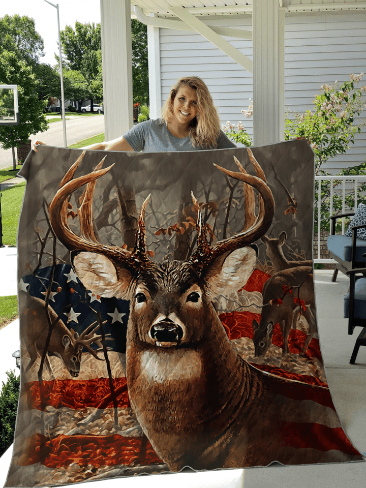 Hunting Deer American Printed Quilt