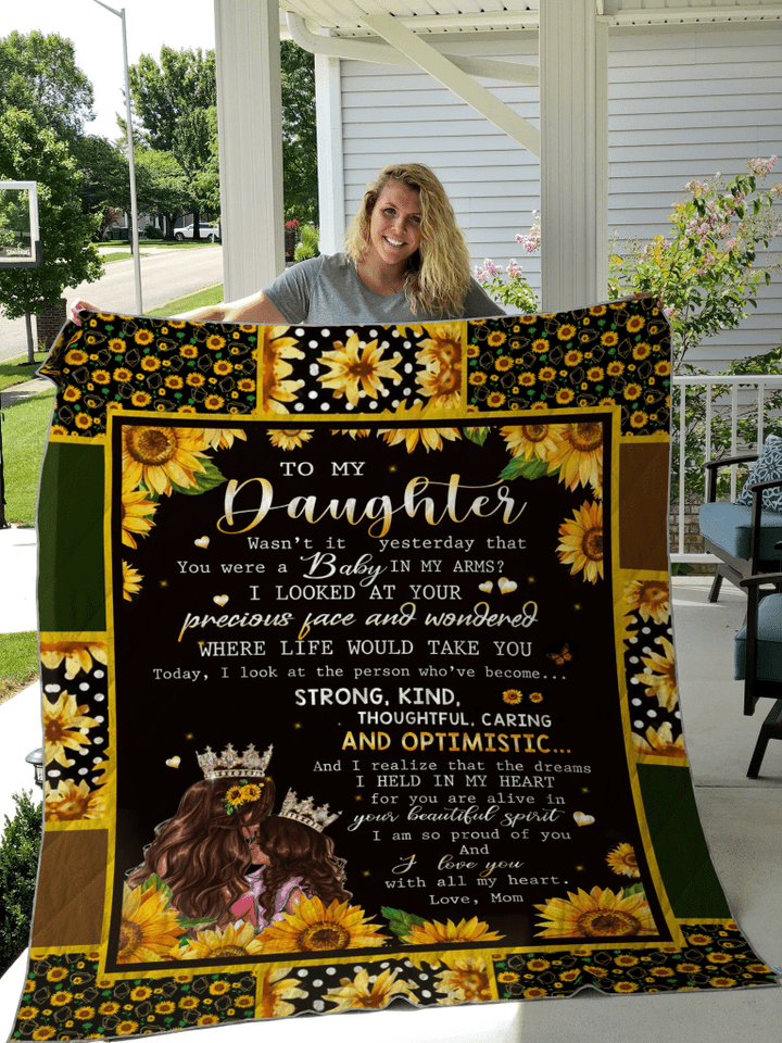Custom Text Name For Daughter From Mom I Love You With All My Heart Quilt