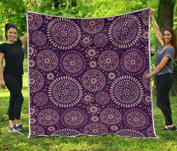 Purple Bohemian Mandala Hur Quilt