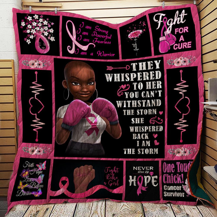 Breast Cancer Awareness Kids Black Girl Fight For A Cure Quilt